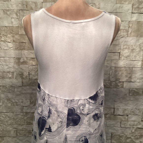 Lands Downunder Linen Tank Dress - White Oyster Print - Picture 9 of 14